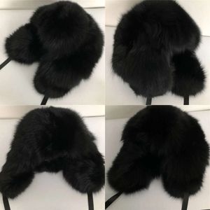 Volledige unisex bedekte echte vossenbont trapper Rusland warme jager ushanka cap darmlappen hoed originele kwaliteit