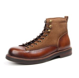 Bottes de Style Vintage pour hommes, bottes de randonnée en cuir de Grain, bottes Cargo pour hommes, chaussures Martin 161