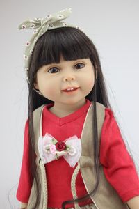 18 pouces fille poupées américaines pleine vinyle Silicone fait à la main réel réaliste bébé jouet fini poupée cadeau de noël