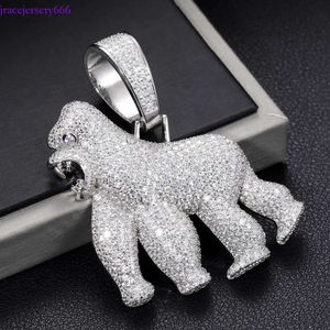 Volledige VVS Moissanite Iced Out Gorilla Bling Sterling Sier Pass Diamond Test Hiphop sieraden voor Menhip Hop Personality Pendant