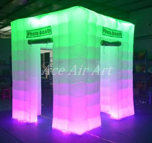 8ft x8ft x8ft 3 deuren Volledige muurglow opblaasbare draagbare draagbare fotocabine behuizing met LED -lichten aangeboden in China