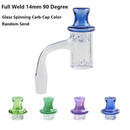 Volledige las 4 mm heldere bodem afgeschuinde rand roken kwarts banger met glas draaiende koolhydraat dop 6 mm kwart terp parels voor glazen bongs dab rigs