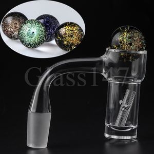 Full Weld Auto Highbrid Quartz Banger Fumer des clous sans couture à bord biseauté avec capuchon en verre Dichro 2pcs Tourbillon / Trous d'air rotatifs pour tuyaux en verre