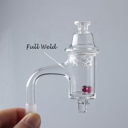 Ongles Enail Banger à quartz fumé à bord biseauté entièrement soudé avec capuchon en verre tournant UFO Carb et perles rubis