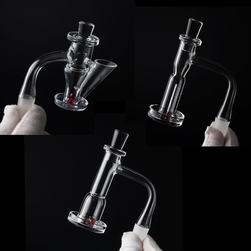 Full Weld Beveled Edge Vortex Slider Terp Quartz Nail 14mm Male 90° With Quartz Cap/6mm Ruby Pearls for Smoking Bong Rigs Water Pipes