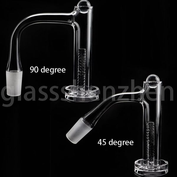 Tour de contrôle de fumer à soudure complète Banger à quartz avec boule de quartz Terp Piliers solides Bord biseauté Clous à quartz entièrement soudés pour bangs à eau en verre Dab Rigs Pipes