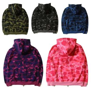 Full Zip Up Mens Designer Sweat à capuche Hommes Designers Bapeshoodie Femmes Vestes Sweat à capuche Camouflage Pull à capuche Cardigan Zipper