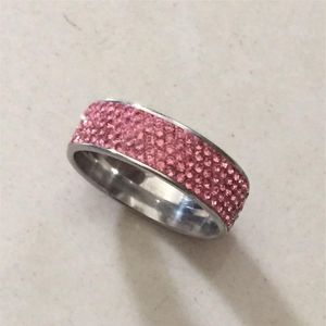 Anillos de compromiso repleto de circón para mujer, anillos de boda de color rosa, joyería de cristales austriacos anel femenino, calidad superior 261i