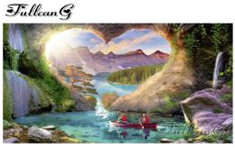 FULLCANG 5d bricolage diamant peinture paysage fantastique plein carré perceuse mosaïque broderie cascade paysage cadeau FC12086264223