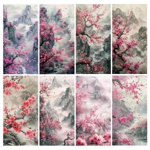 FullCang Diamond schilderen groot formaat Sakura Valley landschap Diy Volledig mozaïek borduurwerkfoto roze bloemwanddecor FG2364 240328