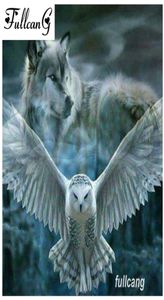 Fullcang Full Square Diamond Painting Cross Stitch Eagle et Wolf Diamond Brodemery 5d Diam Diamond Mosaic Needlework D6389131313