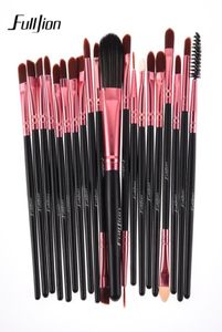 Fulljion 20 stcs rose zwarte make -up borstels set pro poeder foundation oogschaduw eyeliner lip blush cosmetische schoonheid make -up borstel6773808