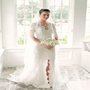 Robe de mariée sirène Fulllace 2024 avec fente à manches courtes col en V pays Boho Robe de mariée civile élégante princesse bohème plage robes de mariée Robe De Mariage Chic