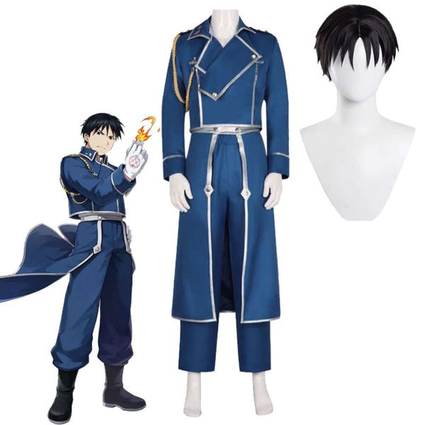 Fullmetal Alchemist Roy Mustang Cosplay uniforme traje animación y juego exposición escenario disfraces S peluca