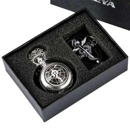 Fullmetal Alchemist Silverbronze Pocket Watch Pendant Men039s Quartz Japon Collier Anime Horloge des cadeaux High Grade Set 2110137441035