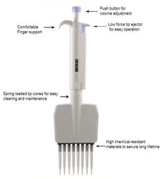 Pipeta totalmente esterilizable en autoclave MicroPette multicanal Plus, pipeta de volumen ajustable de ocho canales, pipeta completamente C5426727