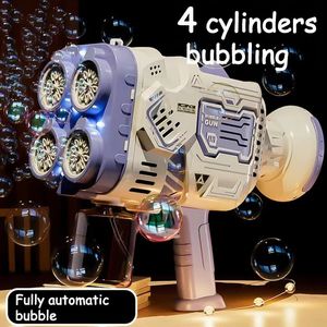 Volautomatische 40 Gat Bazooka Bubble Machine Zonder Vloeistoflekkage Met Licht Bubble Gun Gatlin Speelgoed Voor Kinderen Kerstcadeau 240329