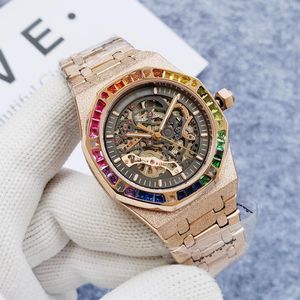 Volautomatisch mechanisch AAA horloge uitgeholde diamant ingelegd roestvrij staal heren designer 42 mm luxe Montreal armband lichtgevende saffier waterdicht Montes