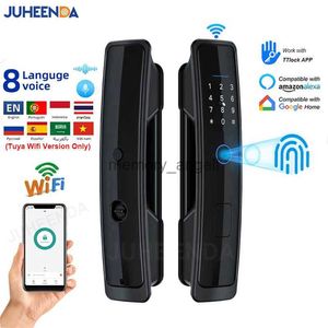 Volautomatisch Smart Lock Tuya Wifi Biometrisch Digitaal Keyless Home Entry Deurslot Vingerafdruk/Wachtwoord/Kaart/App Ontgrendelen op afstand HKD230825