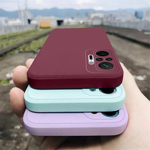 Coques de protection en gel de silice liquide entièrement flexibles pour Xiaomi et coque carrée d'origine pour Redmi Note 10, 9s Pro, MI 11 Lite Ultra, 9t, 10t