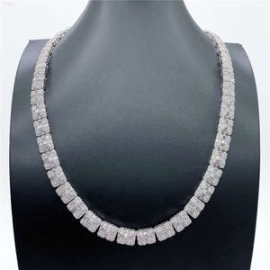 Bijoux entièrement glacés Vvs Moissanite Baguette pendentif collier 925 argent plaqué or collier chaîne