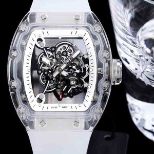 Volledig transparant glas Richamill Case Crystal Mens Automatisch mechanisch horloge uitgehold tape licht persoonlijkheid