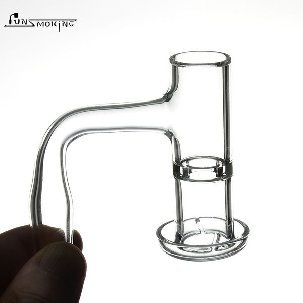 Entièrement souder Smoke 20mm Terp vide Quartz banger avec bord biseauté et tube traversant pour dab rig pipe à eau Bongs Narguilés