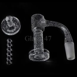 Entièrement souder les ongles de fumer bord biseauté Quartz Banger Terp Slurper avec pilier de capuchon de quartz pour tuyaux de bang d'eau en verre Dab Rigs