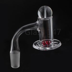 Volledig las rokende nagels blender kwarts banger 20mm od afgeschuinde rand met galss dop ruby ​​parels ingesteld voor glazen waterleidingen bongs dab rigs