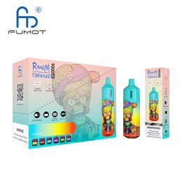 Fumot RandM Tornado 9000 Pro bouffées e cigarette Kit de stylo vape jetable écran d'affichage rechargeable 18 ml 52 saveurs