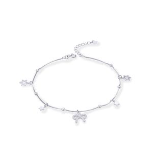 FUN-BEAUTY Mesdames S925 SterlingSilver Mode Tempérament Accessoires Incrusté Zircon Avec Creative Bow Cheville