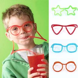 Leuke grappige cocktail drank rietjes creatieve kunst kinderen bril stro kinderen speelgoed geschenken feestspel levert