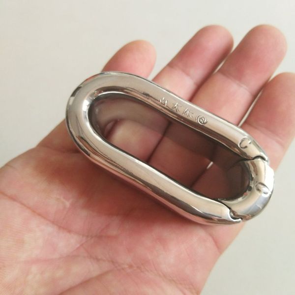 Sextoys – anneau de jeu pour hommes, en acier inoxydable, pendentif Scrotum plat et rond, Long en fer, jouet sexuel pour adulte, nouveauté