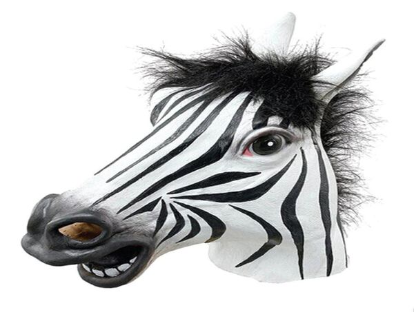 Fun Halloween Mask réaliste Latex Horse Horse Party Intéressant Masquerade Masques Silicone Face Zebra Mask6131542