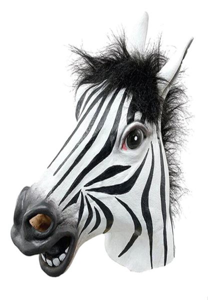 Fun Halloween Mask réaliste Latex Horse Horse Party Intéressant Masquerade Masques Silicone Face Zebra Mask1919767