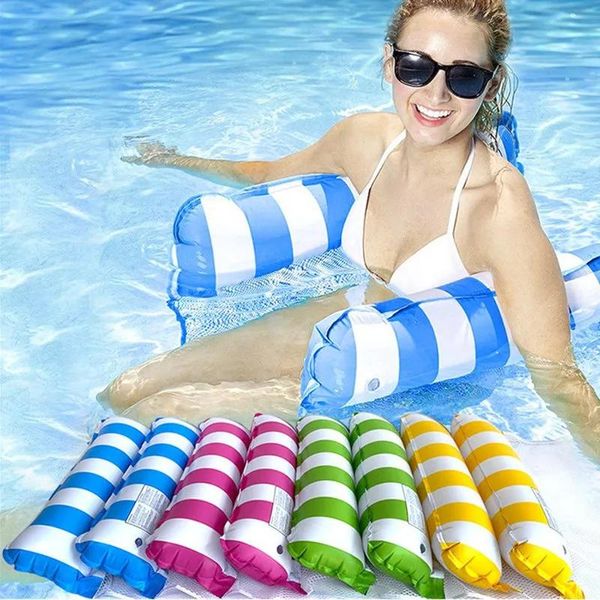 Diversão inflável flutuante rede de água espreguiçadeira cadeira piscina inflável colchão de ar verão única pessoa cama flutuante sofá outd