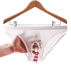 Fun Lingerie Culottes Culottes Sous-vêtements pour hommes Ouverture physiologique du pénis Couple transparent Pantalon à cordon Sexy Provocateur Pyjama Tendance Personnalité et