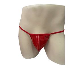 Fun Lingerie taille basse à lacets sous-vêtements en cuir verni pour hommes string 240609