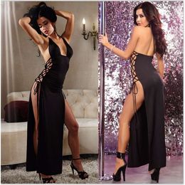 Leuke lingerie sexy side spleet riem dames lange rok lingerie lingerie