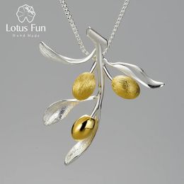 Luxury de luxe Feuilles d'olive de branche Fruits Pendante Fashion Real 925 Collier en argent sterling pour femmes vintage fin bijoux 240409