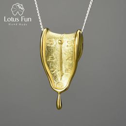 Fun of Memory – colliers avec pendentifs en forme d'horloge en or 18 carats pour femmes, bijoux originaux en argent Sterling 925, 240117