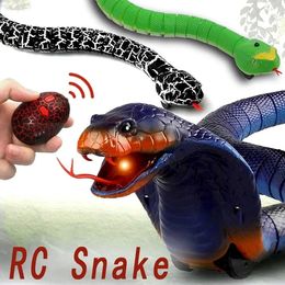 Fun RC Snake Robots Juguetes para niños Niños Niños Niños Control remoto Animales Gras de gato Simulación Rattlesnake Electric Cobra 240418