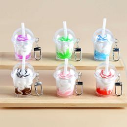 Simulation amusante porte-clés gâteau crème glacée Mini lait tasse à thé porte-clés créatif mignon fille coeur sac pendentif cadeau