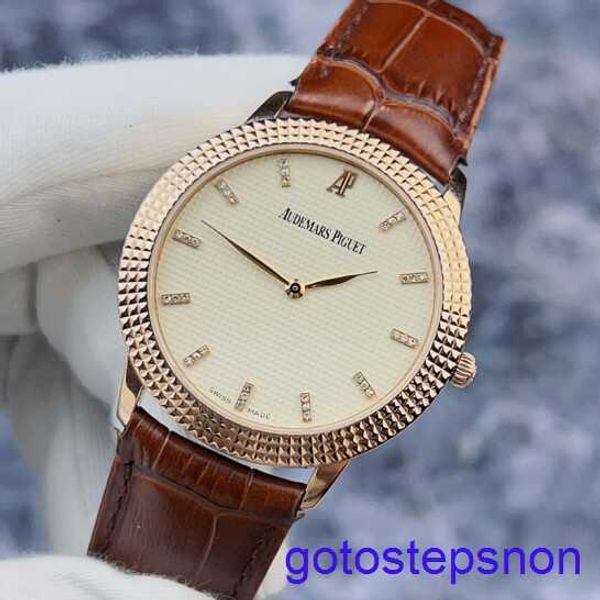 Série classique de bracelet AP fonctionnelle 15163or Scale 18K Rose Gold Manual Mécanique Business Male Watch 38 mm