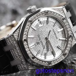 AP Functional Wrist Watch Royal Oak 15452BC Platinum Diamond Full Sky Star Watch Taille mécanique automatique Environ 37 mm 18k Platinum montre