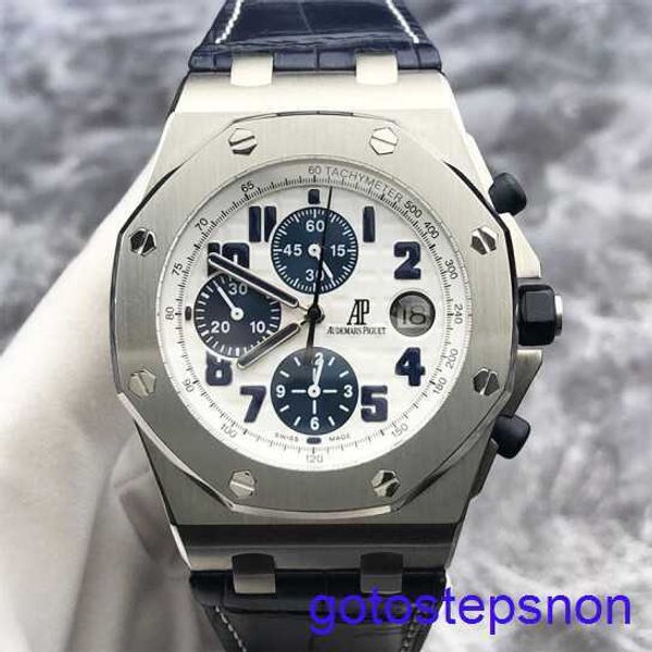 Série de bracelets AP fonctionnels Royal Oak Série offshore 26170st Face blanc Blue Time Ring Mens Watch 42 mm Table de formulaire mécanique automatique