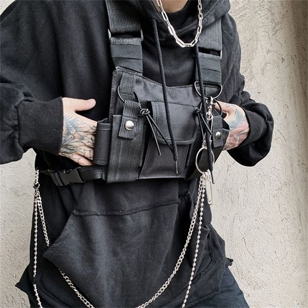 Bolsa de aparejo de pecho táctico funcional para unisex moda bala hip hop chaleco streetwear paquete de cintura mujeres negro yb415 220218