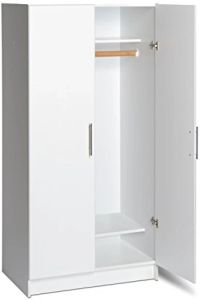 Armoire de placard de garde-robe fonctionnelle avec rail suspendu, armoire à 2 portes simpliste Closet portable 32 