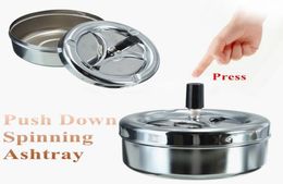 Funky Spinning Ashtrays Stainless Steel Ashtray Spinning Plain Cigarette Ash Tray Push Down Lid Smoking Accessories8230593