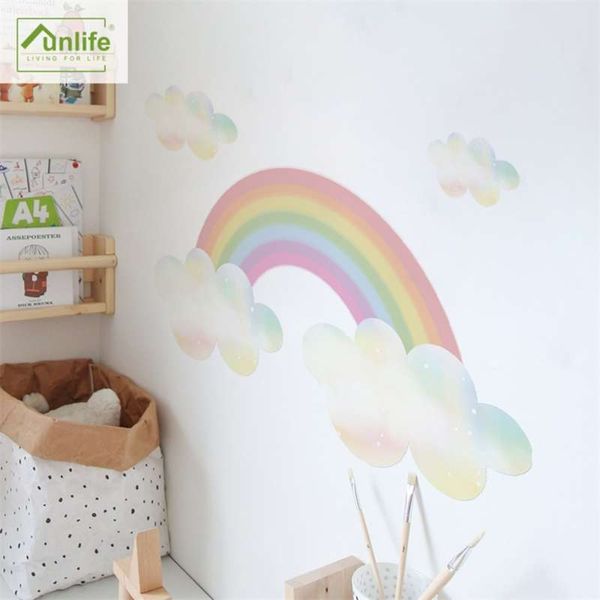 Funlife Dream Rainbow Wallpaper Niños Etiqueta de la pared Peel Stick Extraíble Ecológico Calcomanías de PVC para la decoración de la habitación del bebé 210929